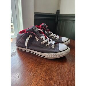 Converse All Star Madison Mid Charcoal Grey Red Junior Kids Shoes 651724F Size 4
